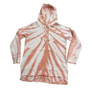 Young Fabulous & Brooke Women's Size XS Tie Dye Hoodie Sweatshirt Orange White